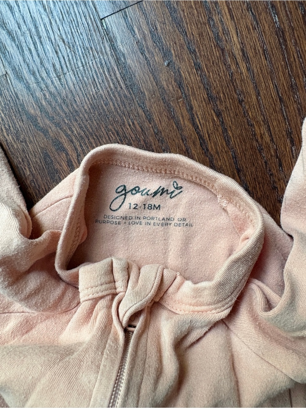 Goumi Peach Zip-Up Hoodie - 12-18M